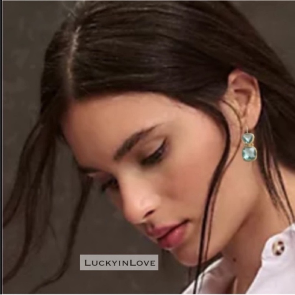 JULIE VOS® Aquitaine Wire Rare 2-tone IRIDESCENT CORAL & Peach Ice Drop Earrings - Picture 5 of 6